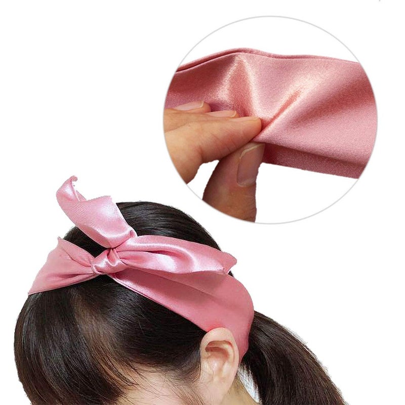 HYFEEL Wire Headbands for Women Bow Hair Scarf Cute Twist Hairbands Adjustable Head Wraps Fashion Beach Hair Accessories for Girls Lady Multi-use Turban (Pink) - Image 4